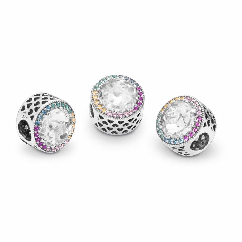 Pandora Australia Multi-Color Radiant Hearts Charm - Sterling Silver | ZHFKBU589